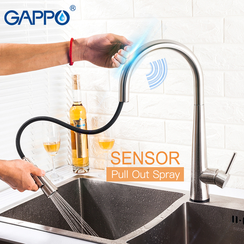 GAPPO-grifos de cocina con Sensor inteligente, mezclador de cocina de acero inoxidable con Control táctil extraíble, para grifos de fregadero ► Foto 1/6