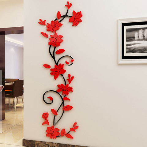 Espejo acrílico de pared de flores, pegatinas, adhesivos para salón, TV, fondo, decoración de pared, papel tapiz ► Foto 1/6