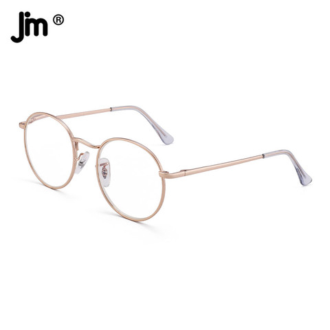 JM-gafas de lectura redondas con bloqueo de luz azul para hombre y mujer, bisagra de resorte, marco de Metal, lupa Vintage, dioptría, presbicia ► Foto 1/6