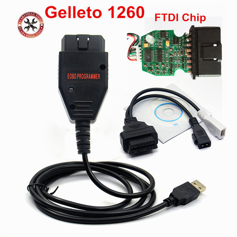 Galletto-programador ECU para diagnóstico de coche, herramienta para leer y escribir, Chip FTDI, EOBD, OBDII, multilenguaje, 1260 ► Foto 1/6