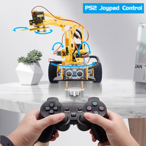 Keyestudio 4DOF Robot brazo mecánico auto aprendizaje arranque Kit W/PS2 Contoller para Arduino Robot/soporte de Android y IOS ► Foto 1/6