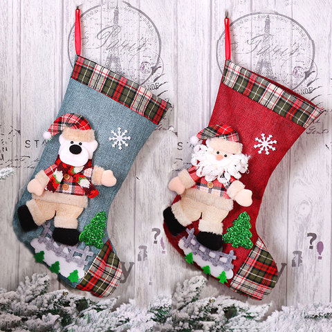 Saco de Navidad de Año Nuevo, bolsa de dulces para regalo de Navidad, adornos navideños para el hogar, calcetín de Navidad, decoración para árbol de Navidad ► Foto 1/6