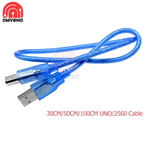 30cm/50cm/Cable USB de 100cm para Uno r3/MEGA 2560 azul de alta calidad USB tipo A 2,0 de 0,3 m 0,5 m 1m cuadrados Cable de puerto para Arduino ► Foto 1/6