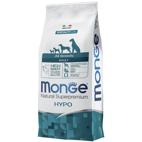 Monge-Línea de alimentos para perros hipoalergénica, 12 kg, comida de salmón y atún hipoalergénica ► Foto 1/3