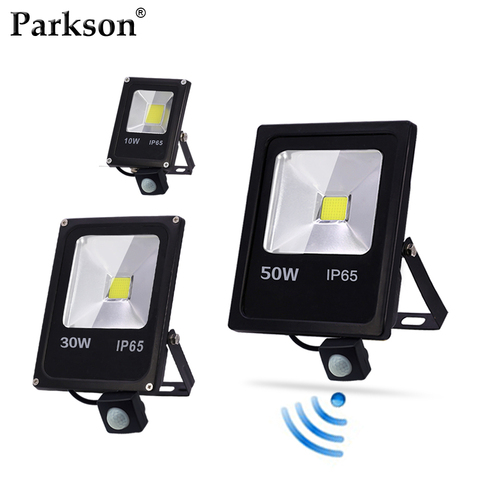 Sensor de movimiento LED FloodLight iluminación al aire libre impermeable IP65 10W 30W 50W 220V lámpara de pared Luz de inundación Reflector LED proyector ► Foto 1/6