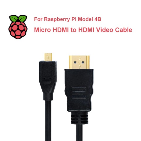 Raspberry Pi 4B Micro HDMI a HDMI Cable de vídeo compatible con 4K HDMI, Cable adaptador para Tablet HDTV, Android, Raspberry Pi 4B 1,0 M ► Foto 1/5
