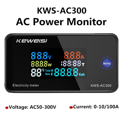 Voltímetro Digital de KWS-AC300, medidor de energía de voltaje AC 50-300V 45-65Hz, vatímetro de CA LED 0-10/100A, Detector de 40% de descuento ► Foto 1/6