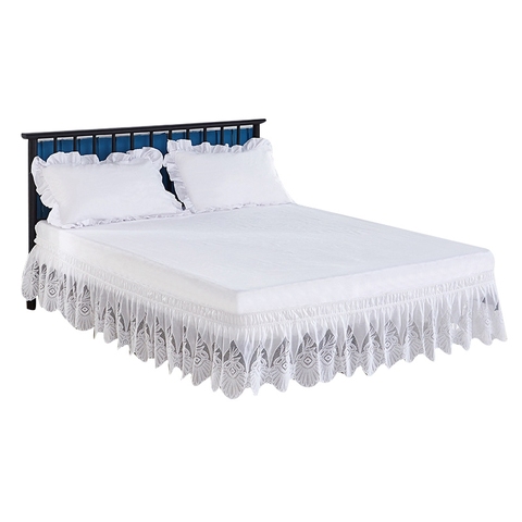 Falda de cama de encaje de princesa para el hogar, cubierta de cama de Hotel sin superficie, banda elástica, faldas de cama, colcha de doble/completa/tamaño Queen/King ► Foto 1/6