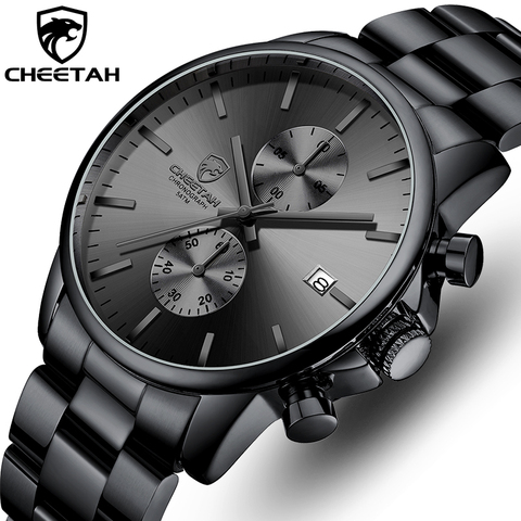 CHEETAH-reloj deportivo de lujo para hombre, cronógrafo de cuarzo, de negocios, de acero inoxidable, resistente al agua ► Foto 1/6