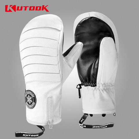 KUTOOK-Guantes Térmicos de esquí para hombre y mujer, resistentes al agua, para nieve y Snowboard, Cuero de cabra invierno ► Foto 1/6