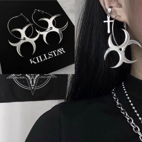 2022 Ninja dardos icono flor aretes de aro de acrílico para las mujeres Harajuku Hip Hop Punk Rock deslumbrante pendientes regalos de joyería de moda ► Foto 1/6