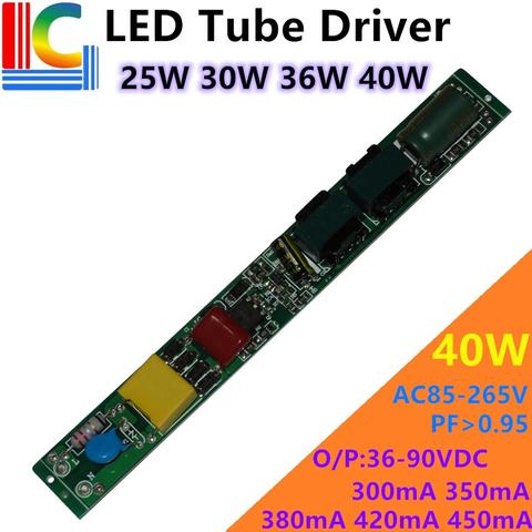 5 uds. De controlador de tubo LED, 25W, 30W, 36W, 40W, 85-265V, transformador de iluminación T8 T10, fuente de alimentación de DC36-90V, 300mA, 350ma, 380mA, 420mA, 450mA ► Foto 1/6