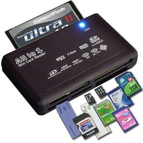 Lector de tarjetas de memoria todo en uno, para Mini Micro SD externo USB SDHC M2 MMC XD CF con Cable USD negro ► Foto 1/6