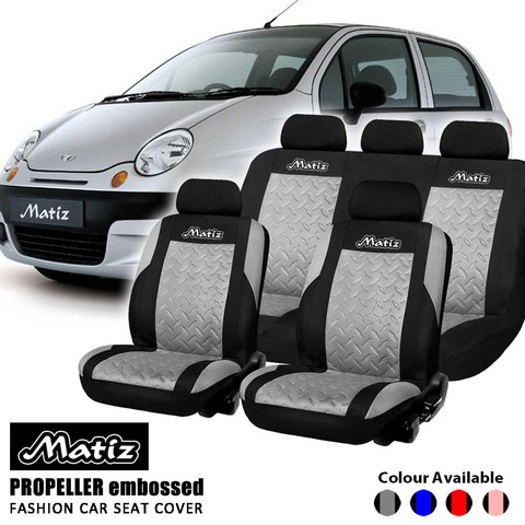 Matiz-hélice con logotipo impreso, juego completo en relieve y 2 asientos delanteros, accesorios interiores, cubierta Universal de asiento de coche ► Foto 1/6