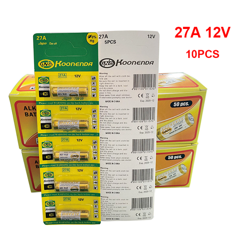 Nuevo 10 Uds 27A 12V batería alcalina seca A27 G27A 27MN MS27 GP27A L828 V27GA ALK27A para timbre, Walkman, alarma de coche, mando a distancia ► Foto 1/3