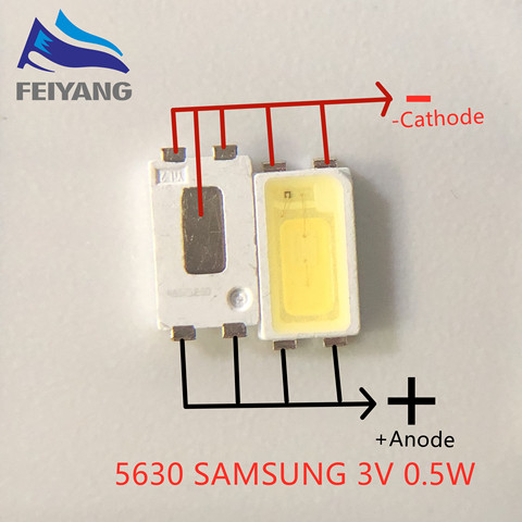 100 piezas de luz de fondo LED 0,5 W 3 v 5630 para SAMSUNG blanco retroiluminación de la pantalla LCD para TV aplicación SPBWH1532S1ZVC1BIB ► Foto 1/5