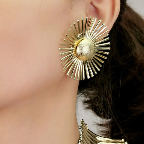 MANILAI-pendientes de Metal con forma de girasol para mujer, aretes grandes de aleación de Color dorado, joyas geométricas creativas, accesorios de joyería 2022 ► Foto 1/6