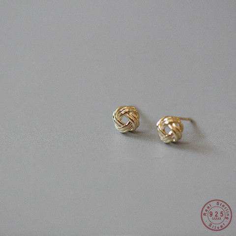 Pendientes de bolas de pelo coreanos de Plata de Ley 925 para mujer, aretes de oro de 14k sencillos, accesorios de joyería para fiesta ► Foto 1/6