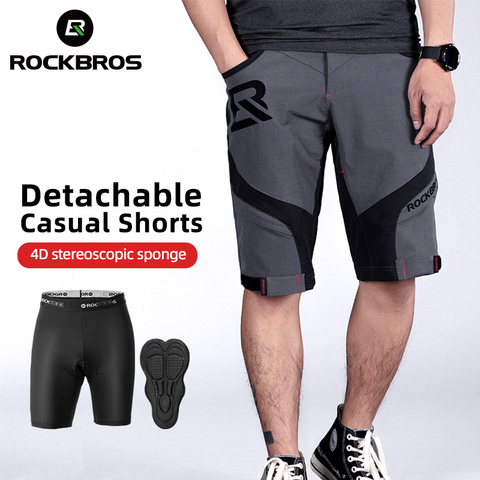 ROCKBROS-pantalones cortos de ciclismo para hombre, Shorts para deportes al aire libre, de secado rápido, doble capa, para verano ► Foto 1/6