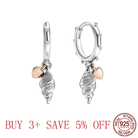 2022 nuevo gran oferta Plata de Ley 925 100% auténtica pendiente de caracola para las mujeres, joyería, regalo de fiesta de boda de compromiso ► Foto 1/6