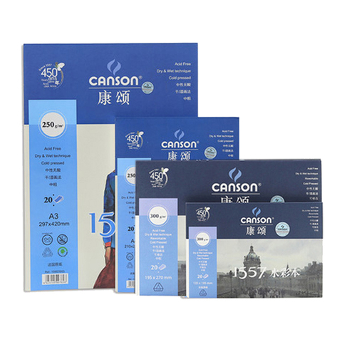 CANSON-Libro de acuarelas profesional, almohadilla de papel 8/16/32K, A3/A4/A5 180/200/250/300g/m², arte, dibujo, papel de acuarela, papelería 1557 ► Foto 1/1