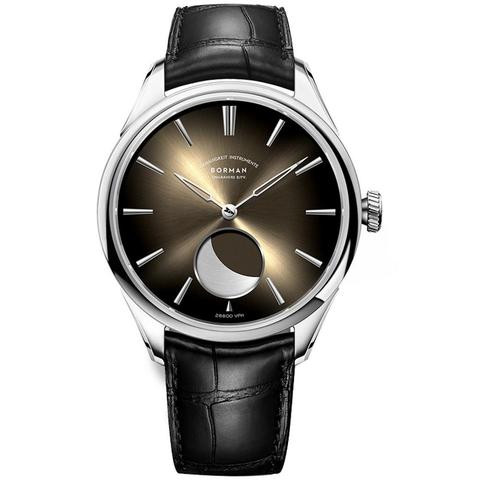 BORMAN Moonphase-reloj para hombre, automático, automático, de pulsera, resistente al agua, correa de cuero de zafiro ► Foto 1/6