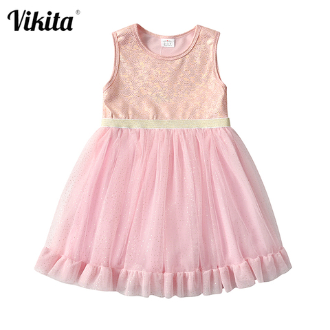 VIKITA-vestido de tul con encaje para niñas pequeñas, tutú de fiesta de cumpleaños y bodas, ropa para niños pequeños ► Foto 1/1