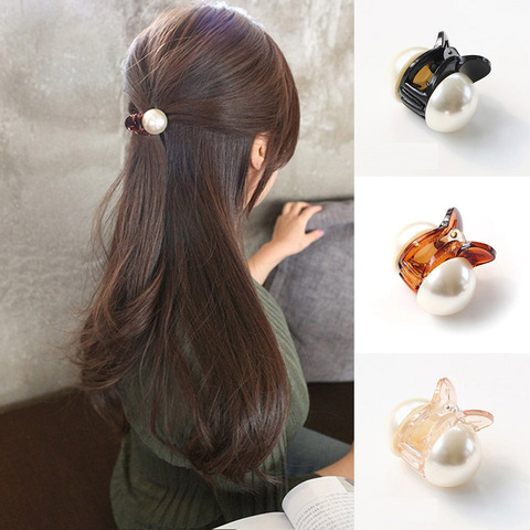 Mini horquillas de perlas redondas coreanas para mujeres y niñas, pasadores de garra para el cabello, pinzas para el pelo de cangrejo, accesorios herramientas para el pelo ► Foto 1/5