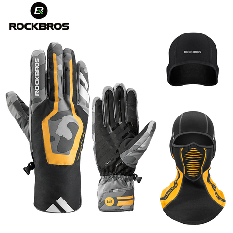 ROCKBROS-guantes de invierno para hombre, térmicos y cálidos, resistentes al agua, antideslizantes, para ciclismo, pantalla táctil de TPU ► Foto 1/6