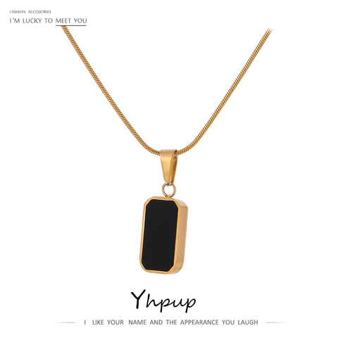 Yhpup-collar con colgante de doble cara para mujer, de concha Natural esmaltada en blanco y negro, gargantilla de Metal de acero inoxidable, regalo 2022 ► Foto 1/6