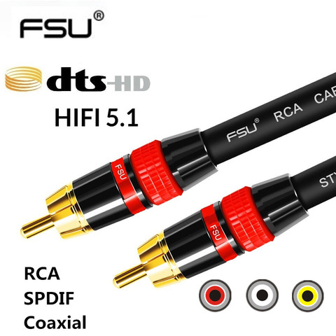 De Audio Digital de RAC Cable de RCA estéreo a RCA Coaxial SPDIF Cable de altavoz Subwoofer de alta fidelidad Cable AV Cable 0,5 m 1m 2m 3m 5m ► Foto 1/6