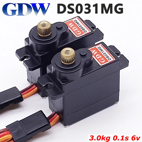 GDW-engranaje de Metal DS031MG, 9g, 12g, Micro Mini Servo Digital, ángulo de alta velocidad 180 para helicóptero 450, brazo de Robot automático RC ► Foto 1/6