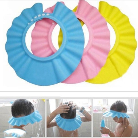 Sombrero de protección de pelo para niño, champú para niño, gorro de ducha suave ajustable para bebé, impermeable, previene el agua en la oreja ► Foto 1/6