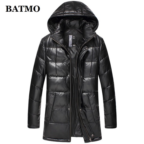 BATMO 2022 nueva llegada Otoño e Invierno 90% pato blanco abajo natural piel de oveja auténtica chaquetas con capucha de los hombres de cuero de los hombres chaquetas ► Foto 1/5