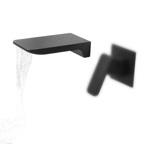 BAKALA-caño de cascada de tina de baño montado en la pared, negro, Cuadrado-Redondo, caño de latón ► Foto 1/5