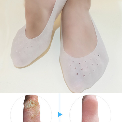 Calcetines de Gel de silicona para el cuidado de los pies, 1 par, Protector para el dolor, prevención de grietas, hidratante, eliminación de piel muerta, con agujero ► Foto 1/6