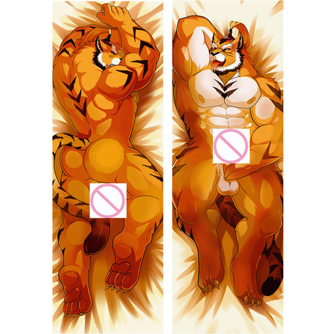 Dakimakura-funda de almohada de tigre peludo de dibujos animados, Sexy, 3D, doble cara, funda de almohada ► Foto 1/3