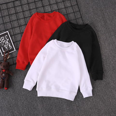 Sudaderas básicas para niños, jersey de cuello redondo, Tops de manga larga de algodón para niños de 6, 12, 14 y 16 años, primavera y otoño ► Foto 1/6