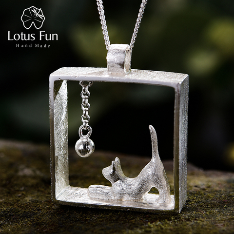 Lotus Fun-Colgante creativo para mujer, de Plata de Ley 925 auténtica, joyería fina hecha a mano, con bolas de gato jugando, SIN Cadena, accesorios para mujer ► Foto 1/6