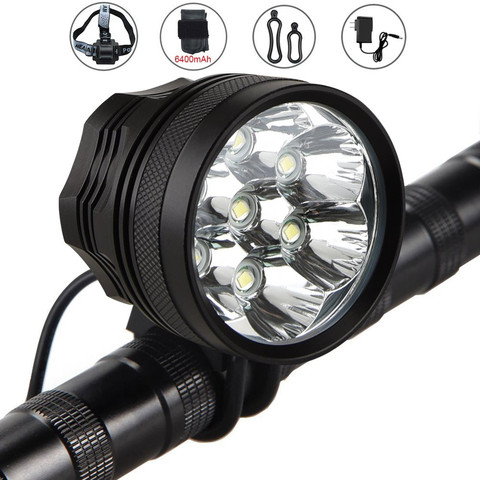 Faro LED para bicicleta de montaña, luz delantera de 10000 lúmenes, 7 * XML, T6, 3 modos + batería recargable de 18650 ► Foto 1/6