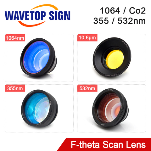 WaveTopSign-lente de escaneo f-theta, 1064nm, Co2, 355nm, 532nm, M85, 70x70-300x300, F100-420 para máquina láser UV de fibra Co2 ► Foto 1/5