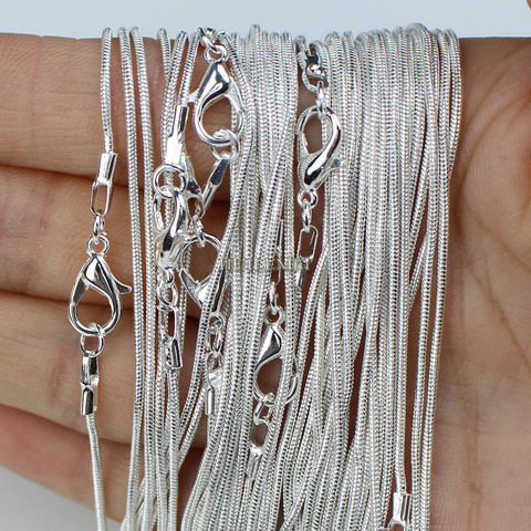 10 unids/lote Chapado en plata 1,2mm cadena víbora Collar para las mujeres 16 