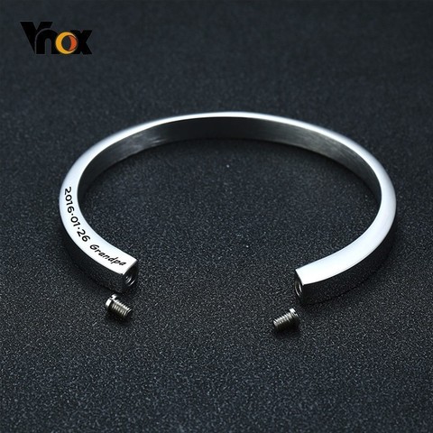 Vnox-pulsera de urna de cremación personalizada para cenizas, brazalete de acero inoxidable hueco para hombres y mujeres, joyería ► Foto 1/6