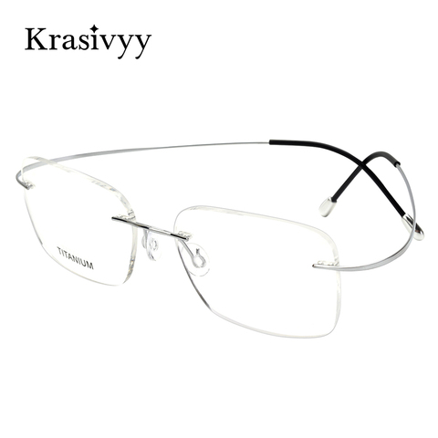 Krasivyy-Montura de gafas de titanio para hombre y mujer, gafas graduadas ópticas cuadradas sin montura, montura de anteojos clásicos europeos ► Foto 1/6