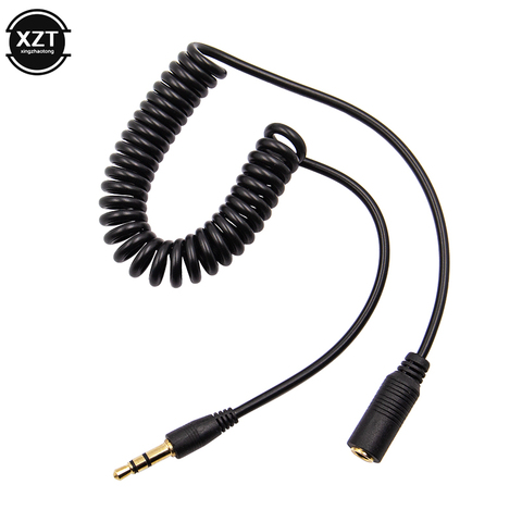 Cable auxiliar de extensión de Audio estéreo, conector macho a hembra de 3,5mm para auriculares de coche, extensor de altavoz, Cable de resorte ► Foto 1/6