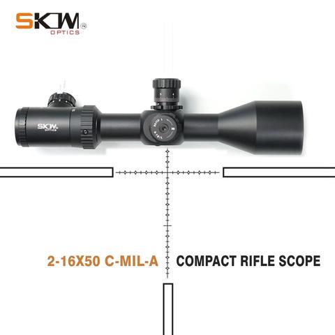 SKWoptics-mira compacta para rifle, objetivo de caza iluminado, retícula de MIL puntos, anillos de 30mm, 2-16x50, 308, 338, Envío Gratis ► Foto 1/6