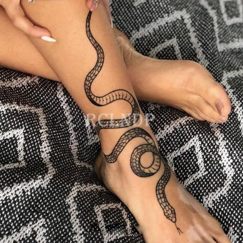 Pegatina de tatuaje temporal a prueba de agua, elemento Sexy de serpiente, Tatuaje falso Flash, tatuaje corporal, arte para hombres y mujeres, tatuajes temporales ► Foto 1/6