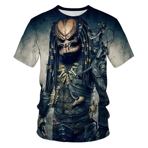 Venta caliente de la ciencia ficción thriller depredador serie hombres camiseta de 3D impresión genial pantalón corto casual manga verano transpirable camiseta ► Foto 1/6