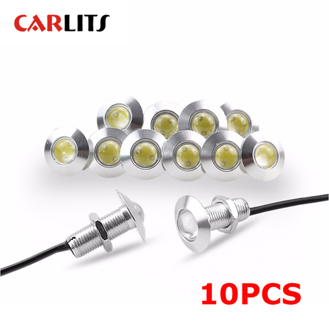 CARLITS 1 unids Ultra fino Dia 23mm coche LED ojo de águila luz impermeable luces diurnas DRL negro/plata Shell para todos los coches ► Foto 1/6