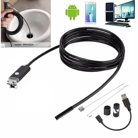 Endoscopio impermeable 6LED Android 5,5 CMOS Mini USB cámara de inspección boroscopio 1/9mm 7mm 1M 2M ► Foto 1/6